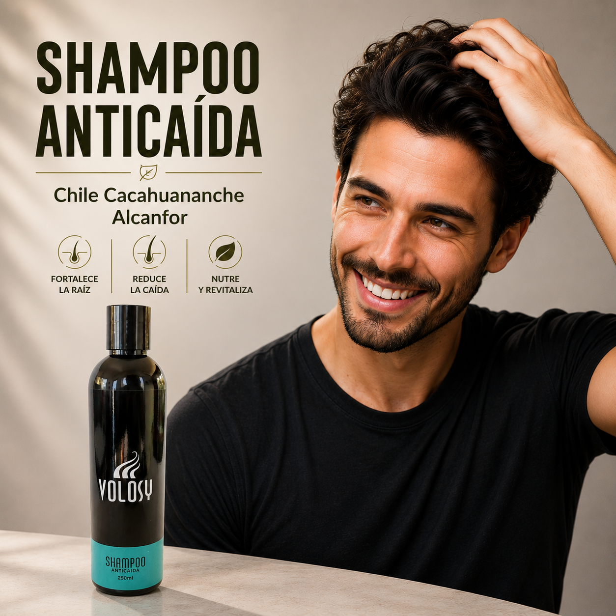 M) Shampoo Anticaída con Chile, Cacahuananche y Alcanfor. (Rinde 1 mes)