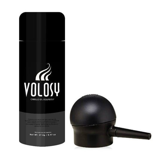 D) 1 Volosy Microfibra Capilar 27.5 gr + Bomba (Apariencia de más Cabello en Segundos) ENVÍO GRATIS - Volosy, Soluciones para la calvicie.