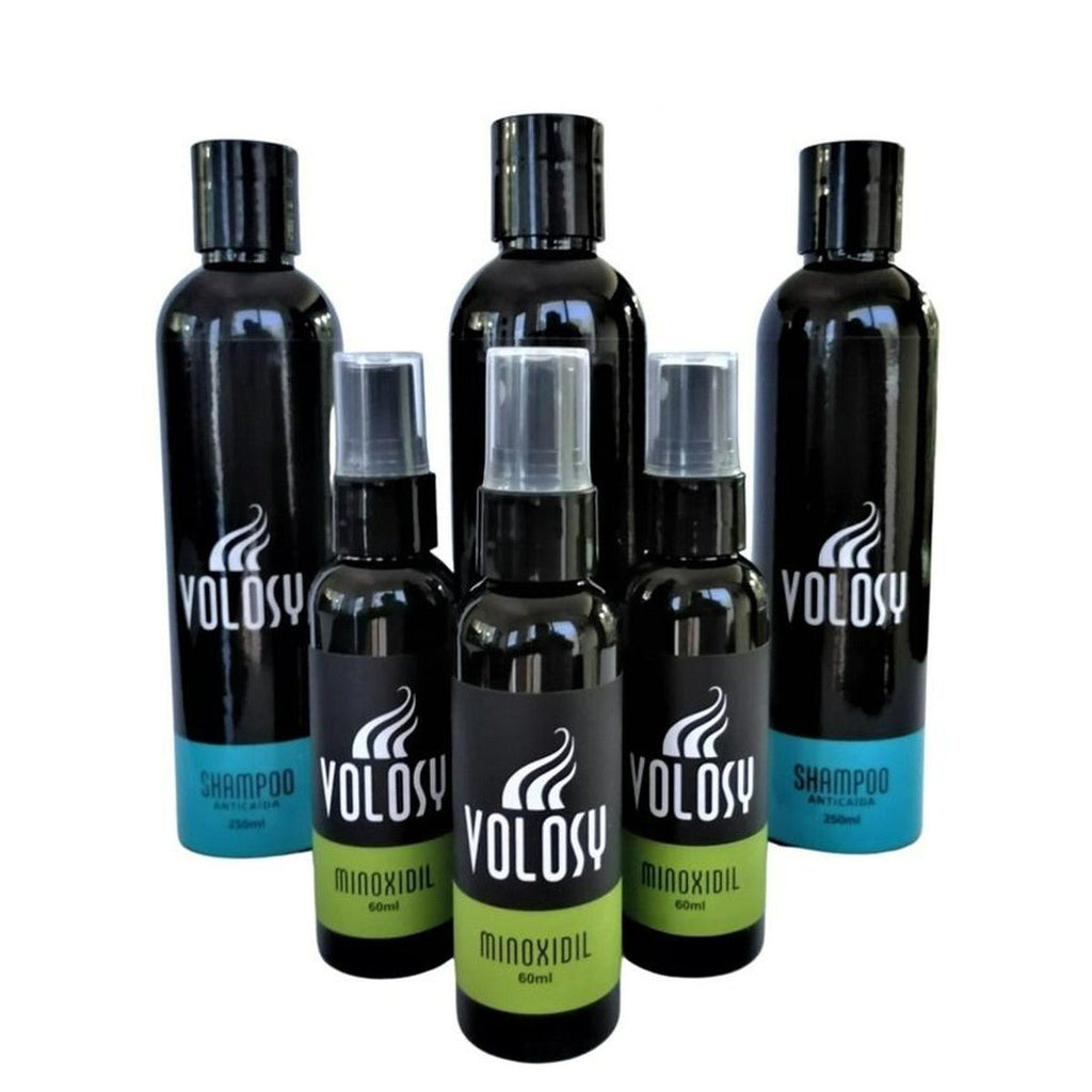 N) Kit Crecimiento de Cabello, contiene 3 Minoxidil 5% y 3 Shampoo Anticaída (Rinde 3 meses) + ENVÍO GRATIS - Volosy, Soluciones para la calvicie.